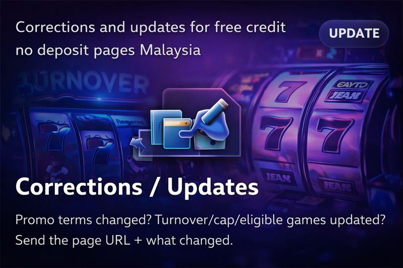 Corrections and updates for free credit no deposit pages Malaysia