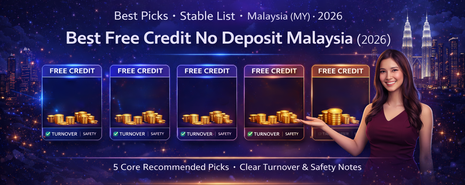 Best free credit no deposit Malaysia 2026 — 5 core recommended picks with clear turnover and safety notes